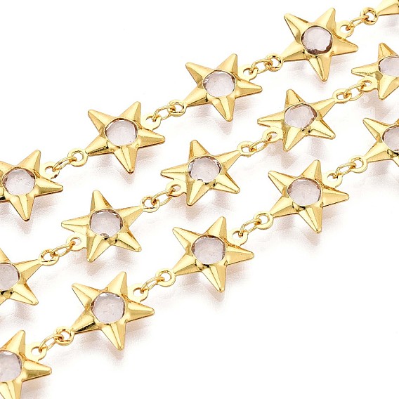 Латунные звездчатые цепи, со стеклом, пайки, с катушкой, долговечный, звезда, золотые