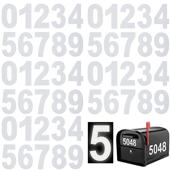 PET Reflective Self Adhesive Stickers, Number 0~9