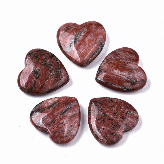 Natural Red Sesame Jasper Heart Love Stone, Pocket Palm Stone for Reiki Balancing