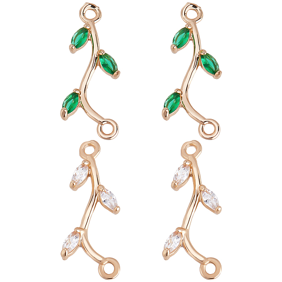 20 шт. 2 цвета латунь микро паве кубический цирконий соединительные подвески, золотой свет, долговечный, без кадмия и без свинца, филиал