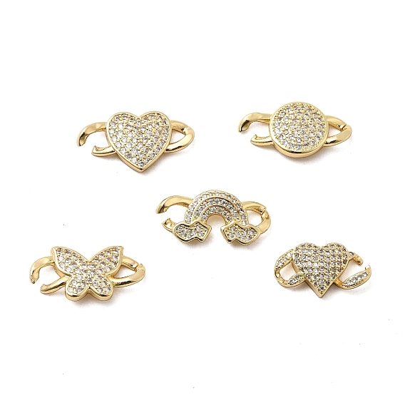 Шармы-соединители из латуни с микропаве из прозрачного кубического циркония, реальный 18 k позолоченный, долговечный, без кадмия и без свинца, стойки покрытие
