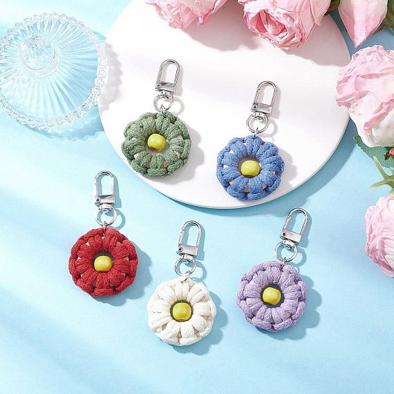 5 шт. хлопковые нитки, цветочные подвески, с поворотными застежками сплава