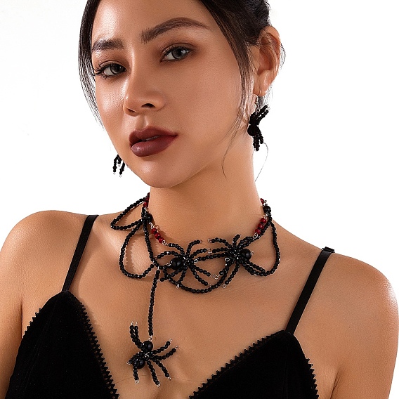 Готический паук пластиковые бусины хеллоуин подвеска ожерелья для женщин