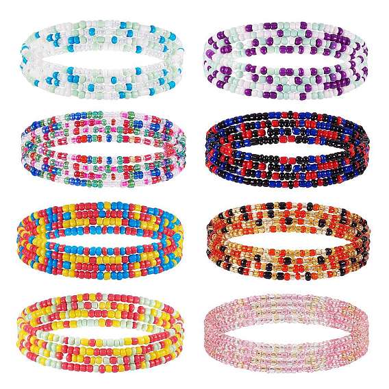 8шт 8 цвета бусины на талии, стрейч-цепочка для тела со сверкающими стеклянными семенами, модные украшения для бикини для женщин