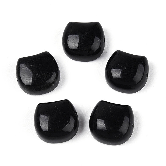 Бусины из натурального обсидиана в форме головы кошки