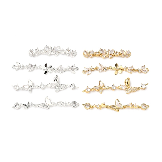 Латунные подвески из прозрачного кубического циркония, настоящее 18k золотое покрытие/покрытие из серебра, для изготовления аксессуаров для волос