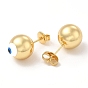 Enamel Evil Eye Stud Earrings, Real 18K Gold Plated Brass Ball Post Earrings for Women