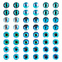 70Pcs 2 Styles Glass Cabochons, Half Round with Eye Pattern, Craft Eyes for Doll Making