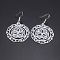 304 Stainless Steel Dangle Earrings for Women, Flat Round with Knot