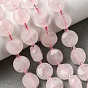 Natural Rose Quartz Beads Strands, Faceted Hexagonal Cut Coin Beads, with Seed Beads