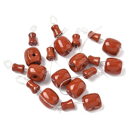 Gourde 3 trous perles jaspe rouge naturel gourou, perles t-percées