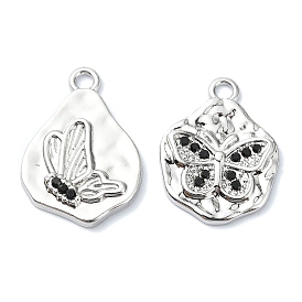 Rack Plating Alloy with Rhinestone Pendants, Butterfly