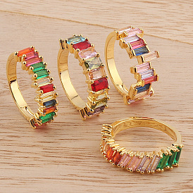 Tilted Rainbow Crystal Ring - Trendy Hand Jewelry for Women