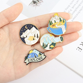 Spring Theme Alloy Brooches, Enamel Camping Lapel Pin, for Backpack Clothes