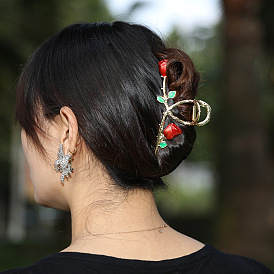 Rose Flower Hair Clip with Shark Jaw Clamp for Women's Updo Hairstyles