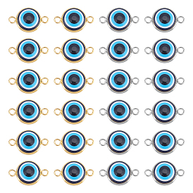 60 шт 2 цвета сглаза смоляные соединители подвески, синие, с 304 двойными петлями из нержавеющей стали