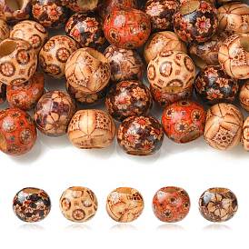 50 Stück 5 Farben bedruckte Holzperlen, Rondell