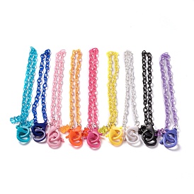 Collares personalizados de cadena de cable de plástico abs, cadenas de gafas, cadenas de bolsos, con cierres de pinza de langosta de plástico y colgantes de oso de resina