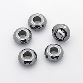 Electroplate Non-magnetic Synthetic Hematite Beads, Large Rondelle Beads, 14x7mm, Hole: 5mm