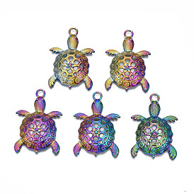 Rainbow Color Alloy Big Pendants, Cadmium Free & Lead Free, Turtle