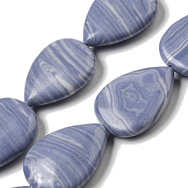 Brins de perles d'agate en dentelle bleue synthétique, teardorp