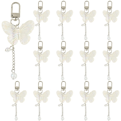20 decoraciones colgantes de acrílico, Con cadena de hierro y cierres giratorios de aleación., mariposa