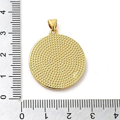 Real 18K Gold Plated Brass Pendants, with Enamel, Flat Round with Eye Charm