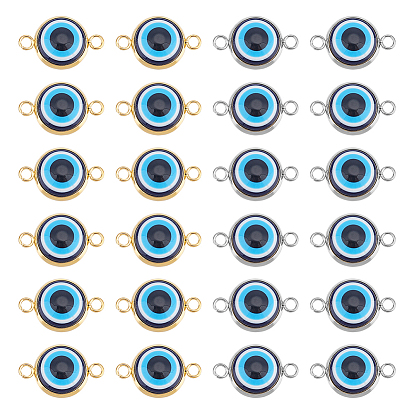 60 шт 2 цвета сглаза смоляные соединители подвески, синие, с 304 двойными петлями из нержавеющей стали