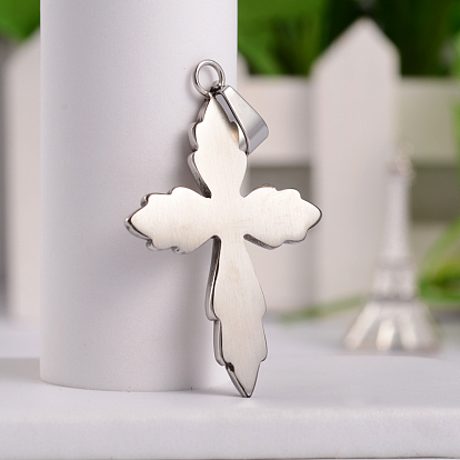 Retro 316 Surgical Stainless Steel Cross Gothic Pendants, 45x30x3mm, Hole: 4.5x8.5mm
