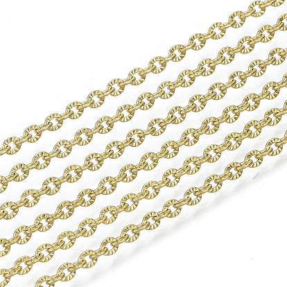 Vacuum Plating 304 Stainless Steel Chains, Cable Chains, Link Chains, Textured, with Spool