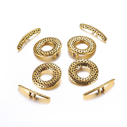 Tibetan Style Alloy Toggle Clasps, Lead Free and Cadmium Free, Donut