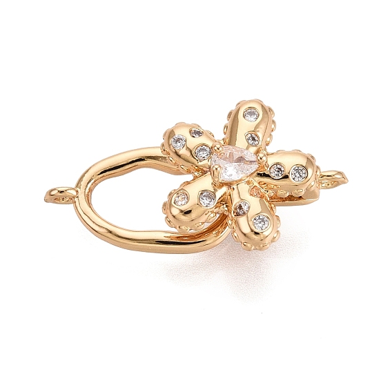 Латунное микропейв, прозрачный кубический цирконий, складные застежки, цветок и слеза