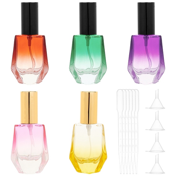 Empty Portable Glass Spray Bottles, Fine Mist Atomizer, with Aluminium Oxide Dust Cap, Refillable Bottle