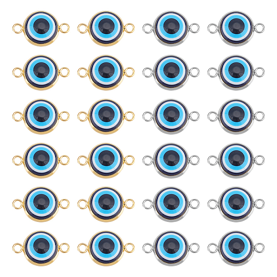 60 шт 2 цвета сглаза смоляные соединители подвески, синие, с 304 двойными петлями из нержавеющей стали
