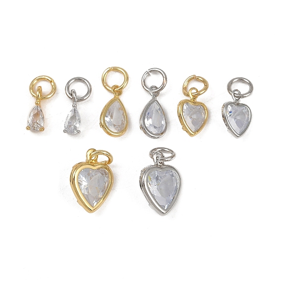 Латунные микро проложить кубического циркония подвески, подвески в виде сердечек/слезинок, с целью перехода в кольце, долговечный, без кадмия и без свинца, стойки покрытие