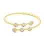 Brass Micro Pave Cubic Zirconia Cuff Bangles, Long-Lasting Plated, Cadmium Free & Lead Free