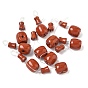 Gourd 3-Hole Natural Red Jasper Guru Beads, T-Drilled Beads