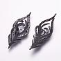 Brass Micro Pave Cubic Zirconia Links, Feather
