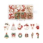120шт 12 Стиль светло-золотой рождественский стиль подвески из сплава с эмалью, рождественская елка и санта клаус и луна и олени / олень и перчатки и колокольчик и леденец и рождественский венок и подарок