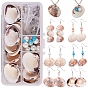 DIY Earring Making, with Clam Shell Beads, Synthetic Turquoise Beads, Glass Beads, Tibetan Style Pendants and Brass Earring Hooks