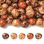 50Pcs 5 Colors Printed Wood Beads, Rondelle