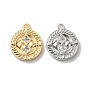 Brass Micro Pave Cubic Zirconia Charms, Flat Round