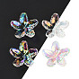 UV Plating Acrylic Beads Caps, Iridescent, Flower