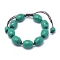 Synthetic Turquoise Braided Bead Bracelets, with Nylon Cord, Barrel