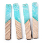Transparent Resin & white Wood Big Pendants, Two Tone, Rectangle Charms