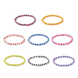 Glass Seed Beads Beaded Bracelets Sets, Two Tone Stretch Bracelets for Woman