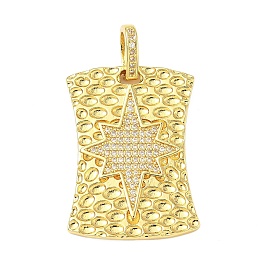 Латунные микро проложить кубического циркония подвески, без кадмия, без никеля и без свинца, прямоугольник со звездой, с целью перехода в кольце