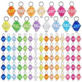 120шт 15 цветные подвески из прозрачного акрила, с медными петлями, платина, двухконусные