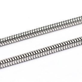 316 Surgical Stainless Steel Round Snake Chains, Soldered, with Spool