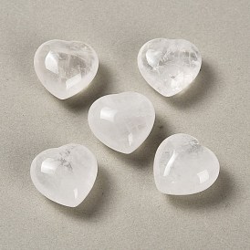 Natural Quartz Crystal Heart Love Stone, Rock Crystal Healing Pocket Palm Stone for Reiki Balancing